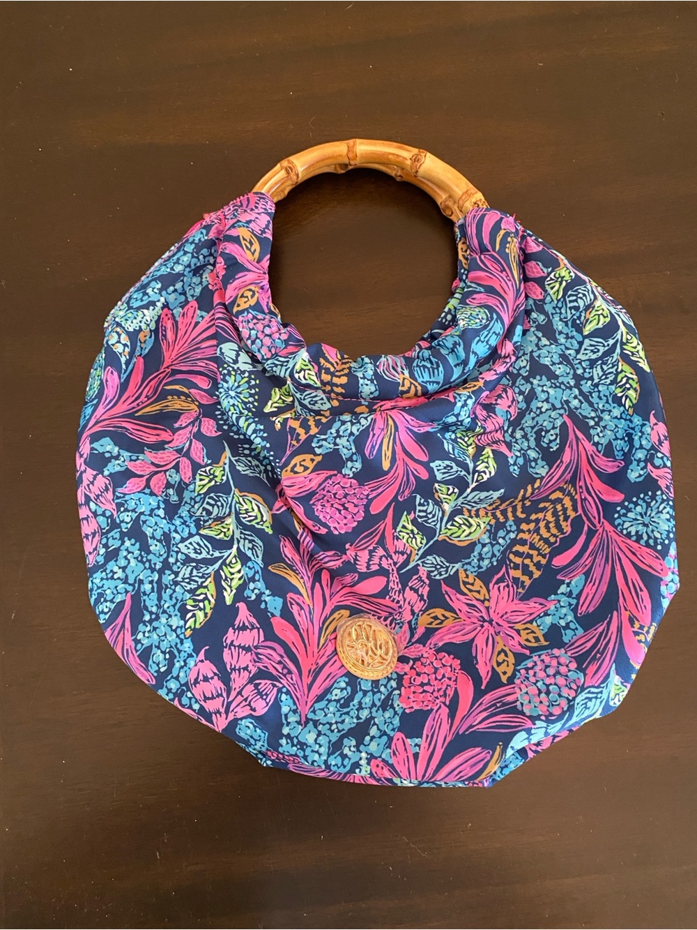 Women's Bamboo-Handle Floral Tote Bag - Fushia Multi Colored Lilly Pulitzer